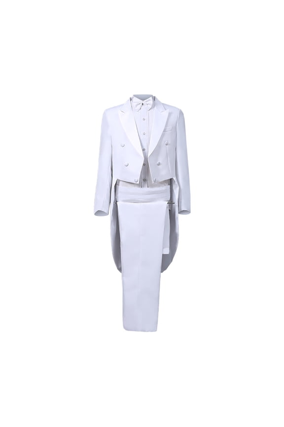 Suits for Men Tuxedo Suit Performance Magician Stage Performance Singer Bel Canto Conductor Suit Four-Piece 1PC Suit Jacket +1PC Bow Tie +1PC Waist Wrap +1PC Suit Pants