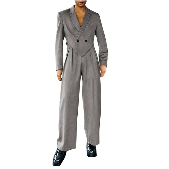 Nmnitkp Suits for Men Comfortable and Elastic Loose 2 Piece Suit Two Button Notched Lapel Solid Suit Jacket Pants Set Tuxedo for Prom(plus size）