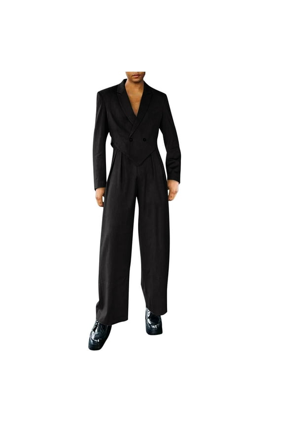 Suits for Men Comfortable and Elastic Loose 2 Piece Suit Two Button Notched Lapel Solid Suit Jacket Pants Set Tuxedo for Prom(plus size)