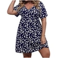thumbnail image 1 of Nmnitkp Summer Dresses for Women 2025 Fashion Casual Comfort floral dress Short Sleeve V-Neck Dress, 1 of 5