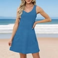 thumbnail image 1 of Nmnitkp Summer Dresses for Women 2025 Sleeveless Tank Dress Crewneck Solid Color Basic A Line Casual Short Mini Dresses with Pockets Blue,2XL, 1 of 6