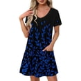 thumbnail image 1 of Nmnitkp Summer Dresses for Women 2026,The Latest Style Womens Dresses,Boho Floral Smocked Square Neck Short Sleeve Ruffle Beach Summer Mini Dress, 1 of 7
