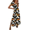 thumbnail image 1 of Nmnitkp Summer Dresses for Women 2026,The Latest Style Womens Dresses Spring And V-Neck Solid Casual Short Sleeved Long Dress, 1 of 4