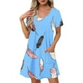 thumbnail image 1 of Nmnitkp Summer Dresses for Women 2026,The Latest Style Womens Dresses,Women's Fashion Summer Print Short-sleeved V-neck Casual Dress, 1 of 7