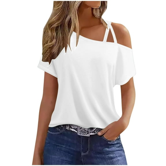 Nmnitkp Summer Tank Tops for Women Casual Sleeveless Shirt Loose Fit Scoop Neck O Ring Shoulder Blouse
