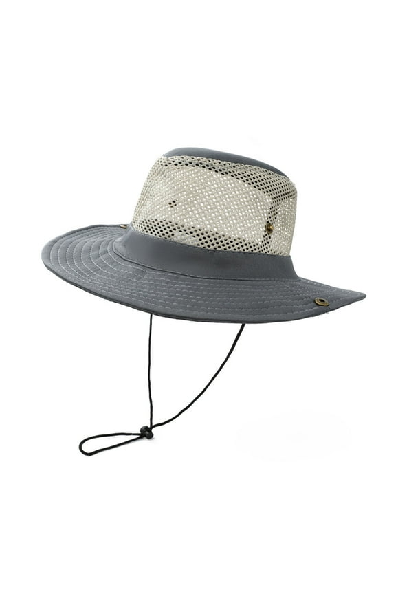 Sun Hats for Women,Hats for Men Straw Sun Hats Wide Brim Ribbons Roll Up Bucket UPF 50+ Foldable Floppy Sun Hat with Strap UV Protection Summer Beach Gray