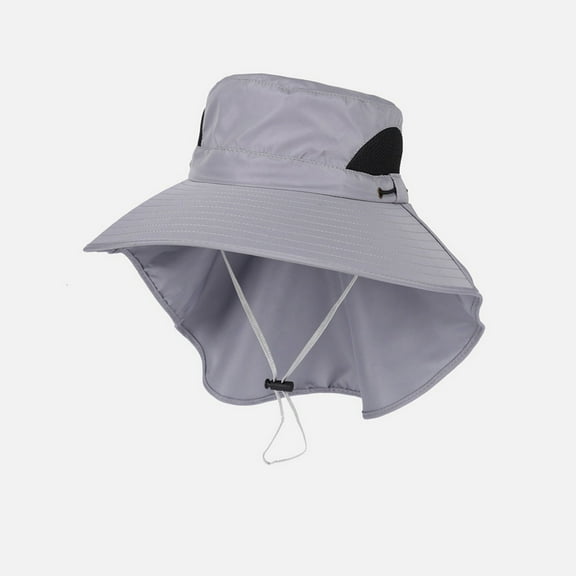 Nmnitkp Sun Hats for Men Women Fishing Hat UPF 50  Breathable Wide Brim Bucket Hats Summer UV Protection Safari Hat with Neck Flap Gray