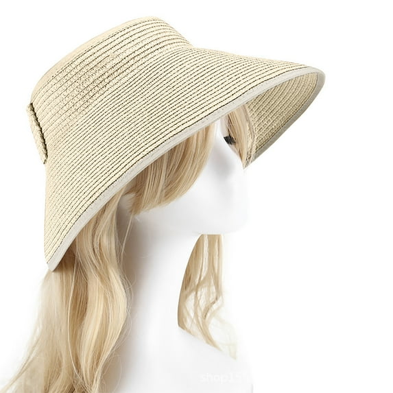 Nmnitkp Sun Hats for Women Fashion 2026 Women's Sun Visor Hats Wide Brim Straw Beach Hat Ponytail Hats for Women Foldable Floppy Sun Hat
