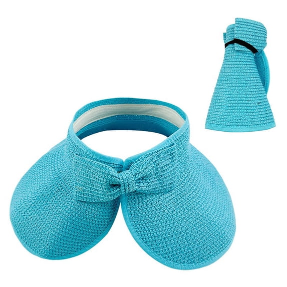 Nmnitkp Sun Hats for Women Fashion Sun Hat Sun Visor Hats for Women Wide Brim Straw Ponytail Summer Beach Hat UV UPF Packable Foldable Travel