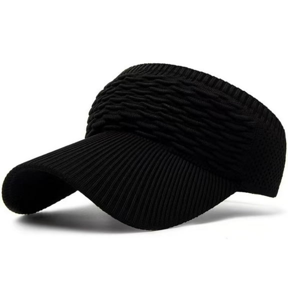 Nmnitkp Sun Hats for Women,Sun Visor Hat for Women Knitted Hats Elastic Sports Hat Empty Top Quick Drying Wide Brim Golf Hat Black