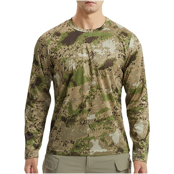 Nmnitkp Men's UPF 50+ Sun Shirts Camouflage QUICK Dry Long Sleeve UV Shirts Lightweight Guard Swim T-Shirts Hiking Running Camouflage,L