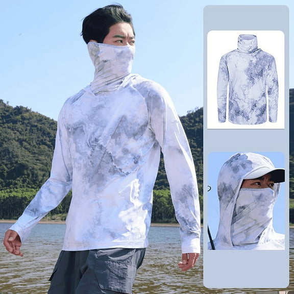 Nmnitkp Sun Protection Shirts for Men Cool & Breathable UPF 50 Long Sleeve Men Hoodie Summer Sunscreen Is Lightweight Breathable And Long Sleeve With Mask Hooded Blouse