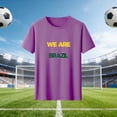 thumbnail image 1 of Nmnitkp Sustainable Women's Short Sleeve Tops We Are Brazil Football Fan Graphic T-Shirt, Crew Neck Short Sleeve Casual Tee, Multiple Colors Available Purple,L, 1 of 5