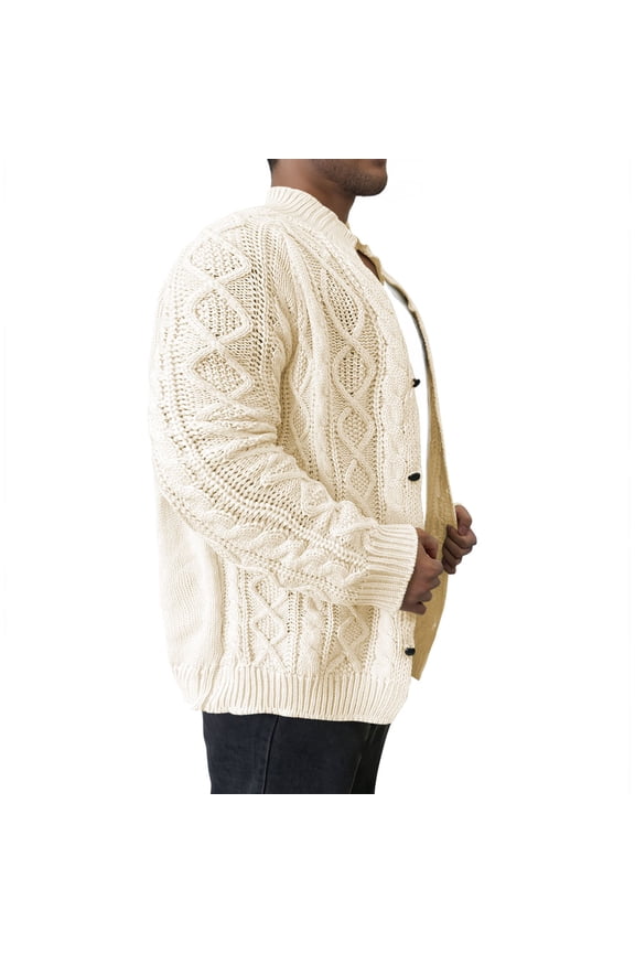 Sweaters for Men Comfortable and Warm Mens Collar Cardigan Sweater Cable Knit Button Chunky Long Sleeve Winter Fisherman Casual Cardigans & Simple Design Oversized Sweater