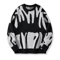 Nmnitkp Sweaters for Men Comfortable and Warm Mens Crewneck Oversized Sweaters Y2K Aesthetic Flame Graphic Knitted Sweater Casual Pullover Long Sleeve Jumpers