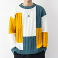 thumbnail image 1 of Nmnitkp Sweaters for Men Comfortable and Warm Oversized Sweater Fashion Color Match Men's Casual Loose Basic Tops Knitted Lightweight Round neck Pullover Sweater, 1 of 8