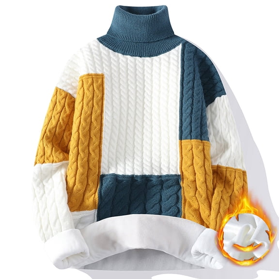 Nmnitkp Sweaters for Men Comfortable and Warm Oversized Sweater Soft and Durable Vintage Fall Color Match Sweater Knit Oversized Crew Neck Long Sleeve Pullover Sweater