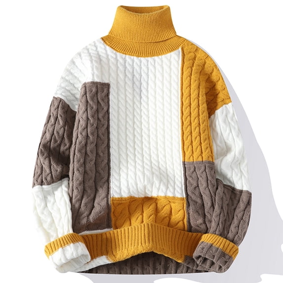 Nmnitkp Sweaters for Men Comfortable and Warm Oversized Sweater Soft and Durable Vintage Fall Color Match Sweater Knit Oversized Crew Neck Long Sleeve Pullover Sweater
