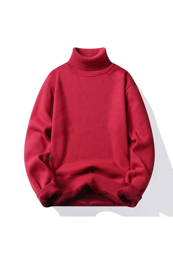 Sweaters for Men Comfortable and Warm Solid Color Mens Sweater High Quality Fabric Men's Slim Fit Turtleneck Sweater Casual Basic Knitted Long Sleeve Pullover Sweater(PLUS SIZE)