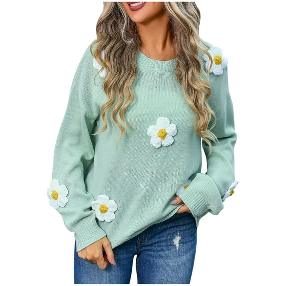 Nmnitkp Sweaters for Women Soft and Comfortable Women Long Sleeve Large Round-Neck Button Down Sweater Casual Ribbed Loose Knit Sweater Casual Relaxed Fit Pullover Jumper