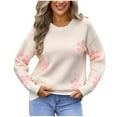 thumbnail image 1 of Nmnitkp Sweaters for Women Soft and Comfortable Women Long Sleeve Large Round-Neck Button Down Sweater Splice Color Ribbed Loose Knit Sweater Casual Relaxed Fit Pullover Jumper, 1 of 4