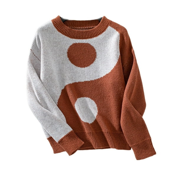 Nmnitkp Sweaters for Women Soft and Comfortable Women's Striped Color Block Sweater Long Sleeve Crewneck Casual Loose Fit Soft Knit Sweater Pullover Tops