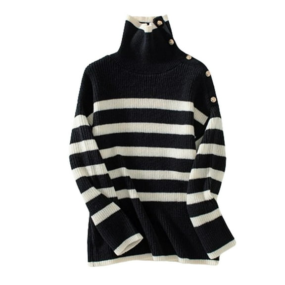 Nmnitkp Sweaters for Women Warm and Close to Skin Womens Oversized Striped Sweaters Color Block Long Sleeve Crew Neck Sweater Casual Loose Pullover Y2K Knit Top