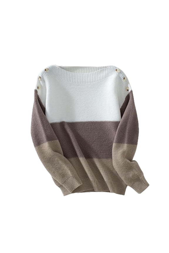 Sweaters for Women Warm and Close to Skin Womens Oversized Striped Sweaters Color Block Long Sleeve Crew Neck Sweater Casual Loose Pullover Y2K Knit Top
