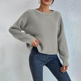 thumbnail image 1 of Nmnitkp Sweaters for Women Casual Solid Color Round Neck Fashion Long Sleeved Pullover Sweater Top Gray,L, 1 of 7