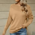 thumbnail image 1 of Nmnitkp Sweaters for Women Solid Color Long Sleeved Round Neck Knitted Acrylic Sweater Top Khaki,S, 1 of 9