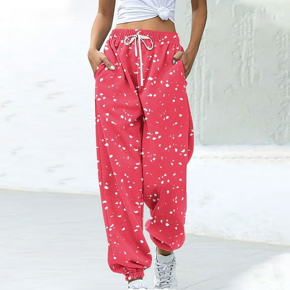 Nmnitkp Sweatpants Women Fall Fashion 2026 Baggy Joggers Workout Lounge Lightweight Comfy High Waisted Athletic Sweat Pants Hot Pink,S