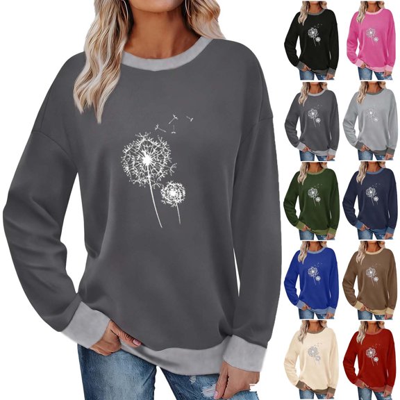 Nmnitkp Sweatshirt For Women Hoodies Fleece Crewneck Sweaters Casual Tops Comfy Fall Fashion Outfits Winter Clothes 2026 Dark Gray,L