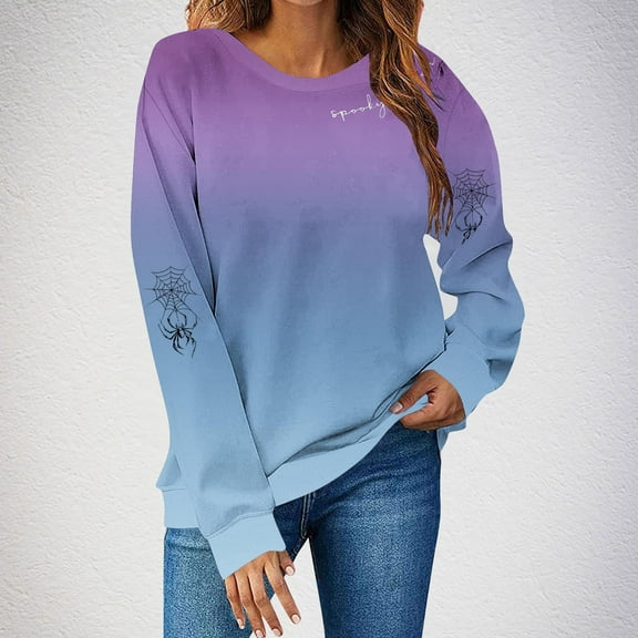 Nmnitkp Sweatshirt for Women Fall Long Sleeve Pullover Tops Casual Round Neck Casual Hoodless Sweatshirt Womens Tops Purple,2XL