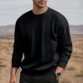 thumbnail image 1 of Nmnitkp Sweatshirts for Men Solid Color High-Quality Fabric Mens Long Sleeve Tee Shirts Round Neck Pullover Hoodie Top Black,4XL, 1 of 9