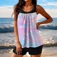 thumbnail image 1 of Nmnitkp Tankini Swimsuits for Women Modest High Waisted Tankini Set, Water Ripple Print Two Piece Swimsuit with Padded Wireless Top & Boy Shorts, Tummy Control Bathing Suit for Beach & Pool, 1 of 5