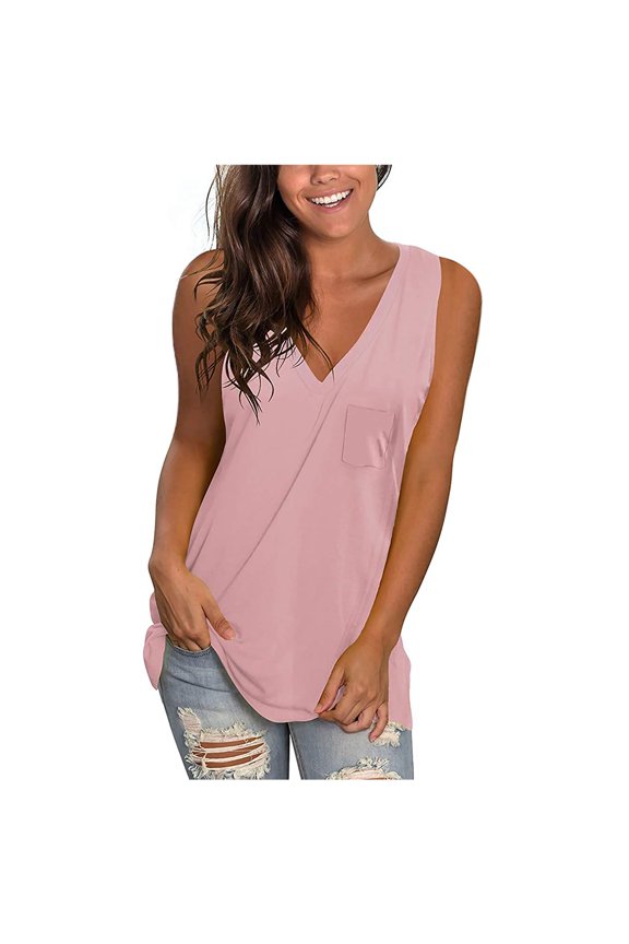 Tank Top Women Summer 2026 Casual Spring V Neck Sleeveless Tee Shirt Basic Trendy Beach Vacation Outfits Clothes,Comfortable Tank Top for Women