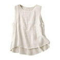 thumbnail image 1 of Nmnitkp Tank Top for Women Comfortable Natural Linen Sleeveless Tank Tops Basic Summer Casual Crewneck Blouse,Tank Tops, 1 of 8