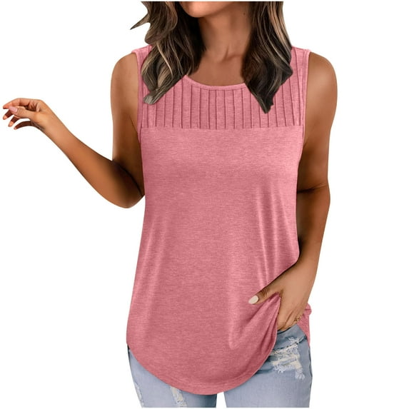 Nmnitkp Tank Top for Women Comfortable Women's Sleeveless Fitted Tank Top Form Fitting Scoop Neck Ribbed Knit Basic Cami Shirts