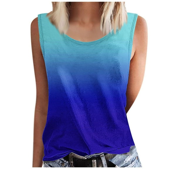 Nmnitkp Tank Tops Influencer style Womens Tank Tops Summer Casual Crew Neck Sleeveless Top Loose Fit Basic Tunic Shirts