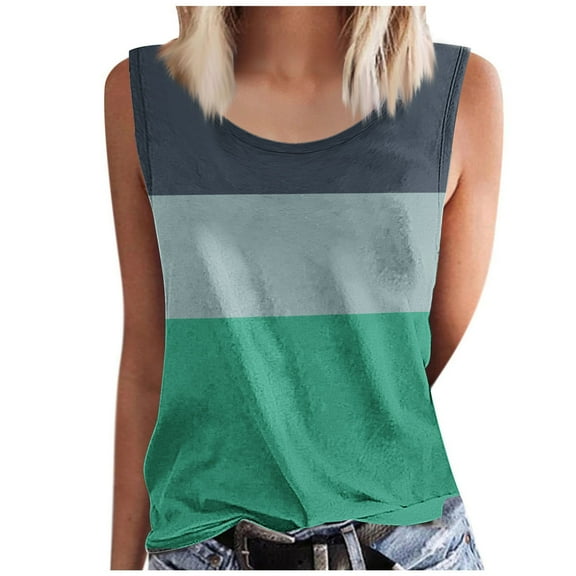 Nmnitkp Tank Tops Influencer style Womens Tank Tops Summer Casual Crew Neck Sleeveless Top Loose Fit Basic Tunic Shirts