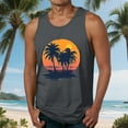 thumbnail image 1 of Nmnitkp Tank Tops Men Elastic Fabric Mens Tank Tops Summer Beach Tank Top Hawaiian Palm Tree Print Sleeveless Muscle Basic Tee Vacation Tops Gray,2XL, 1 of 5