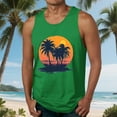 thumbnail image 1 of Nmnitkp Tank Tops Men Elastic Fabric Mens Tank Tops Summer Beach Tank Top Hawaiian Palm Tree Print Sleeveless Muscle Basic Tee Vacation Tops Green,L, 1 of 5