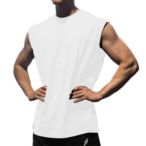 Nmnitkp Tank Tops Men Elastic Fabric Mens Tank Tops Summer,Fitness Breathable Absorption Loose Training Sleeveless Speed-drying Waistcoat Short-sleeved Fitness Clothes White,2XL