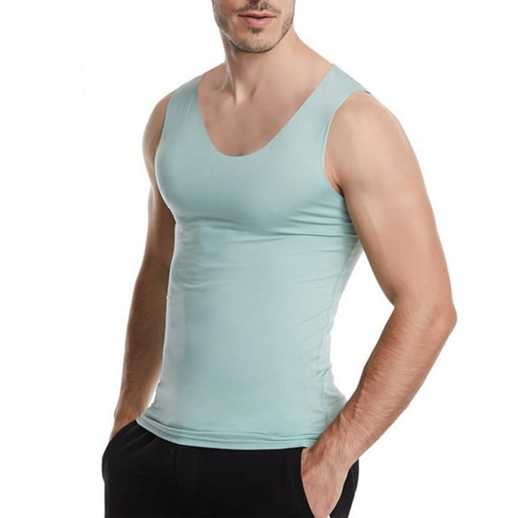 Nmnitkp Tank Tops Men Elastic Fabric Moisture Wicking Cotton Sleeveless Shirts Muscle Gym Workout Causal Summer Tank Tops Green,XL