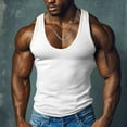 thumbnail image 1 of Nmnitkp Tank Tops Men Slim Fit Racerback Tank Top - Sleeveless Shirts for Men Multi-Color Sleeveless Shirt for Fitness & Casual Wear Tank Tops Men White,M, 1 of 6