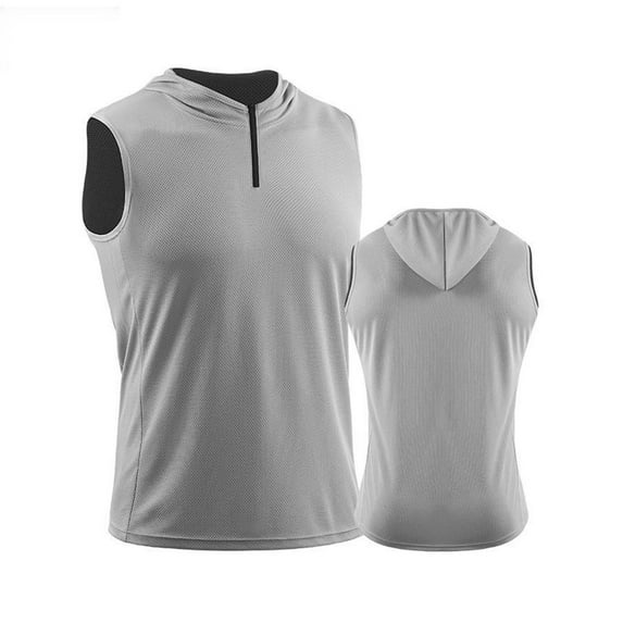 Nmnitkp Tank Tops Men Solid Color Sleeveless Round Neck Tank Top - Mens Tank Top Workout Base Layer for Fitness & Active Wear Compression Shirt Men Gray #01,2XL