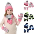 thumbnail image 1 of Nmnitkp Toddler Baby Beanie Mittens Scarf Set, Knit Warm Winter Hat for Boys Girls Kids Cap Gloves Neck Scarf Fleece Lining 3-10 Years Pink, 1 of 9