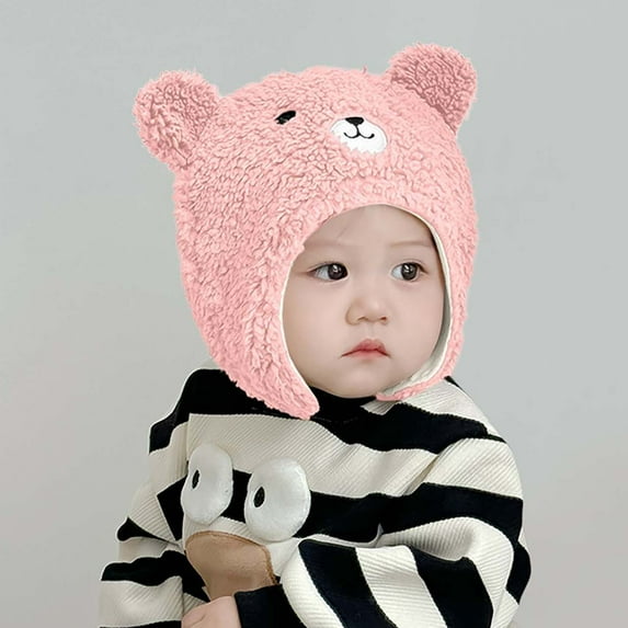 Nmnitkp Toddler Boy Girl Winter-Hats - Warm Baby Kids Hat Earflaps Hood Cap Ski Hat 6 months -2 Years Pink #02