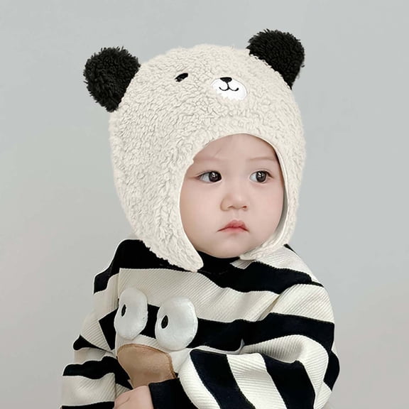 Nmnitkp Toddler Boy Girl Winter-Hats - Warm Baby Kids Hat Earflaps Hood Cap Ski Hat 6 months -2 Years White #02