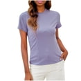 thumbnail image 1 of Nmnitkp Tops for Women Trendy Purple Womens Tops Ribbed Texture Round Neck Short Sleeve Perfect for Casual Tops for Women, 1 of 9
